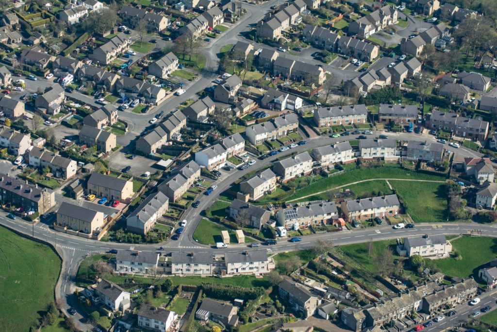 an aerial view of a city