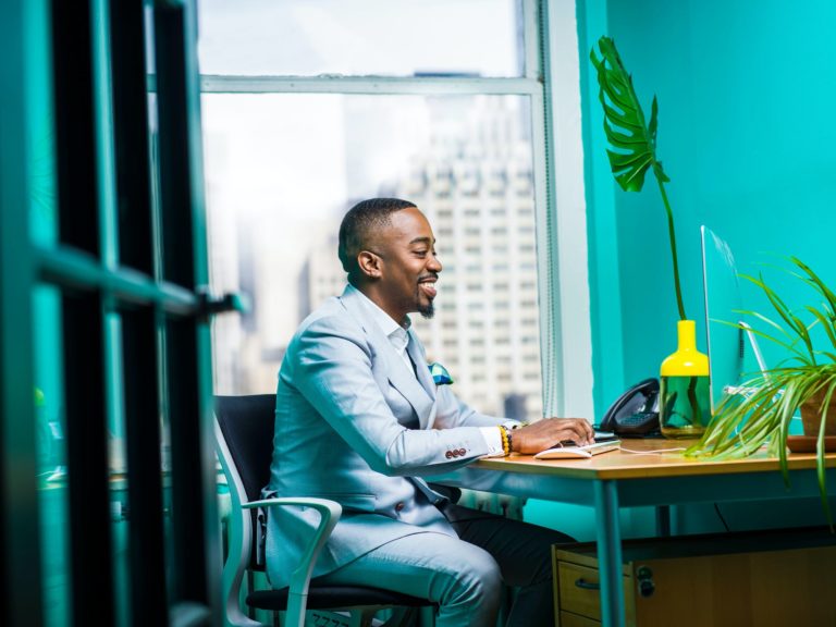 a person sitting at a desk