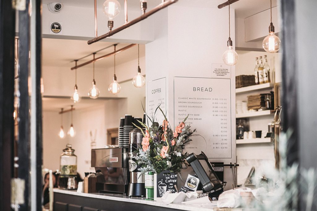 a kitchen with a white board