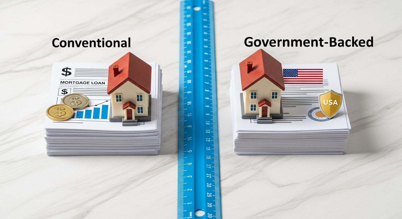 Graphic illustrating key benefits and requirements of FHA mortgage loans