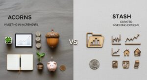 Featured illustration comparing Acorns and Stash investing apps for personal finance and entrepreneurship