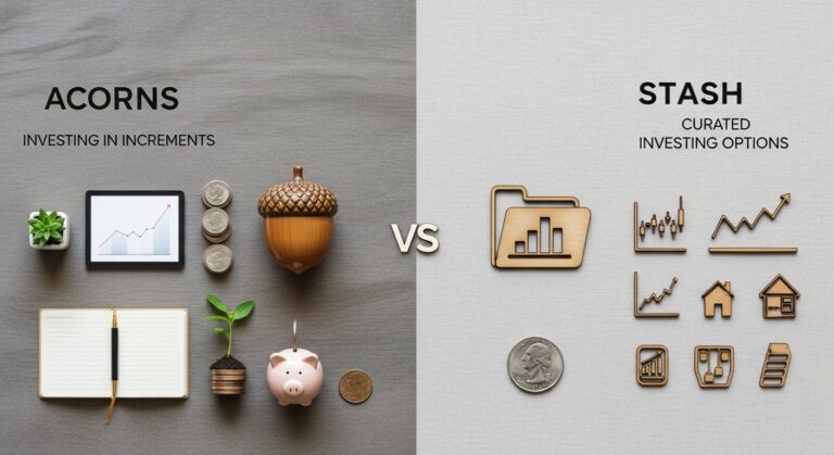 Featured illustration comparing Acorns and Stash investing apps for personal finance and entrepreneurship