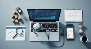 Illustration of automated investing strategy (robo-advisor) for personal finance and business growth